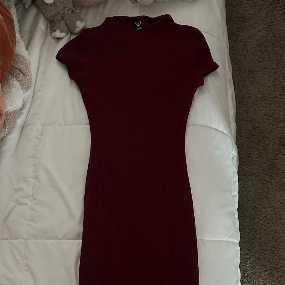 Windsor Deep Red Ribbed Maxi Dress